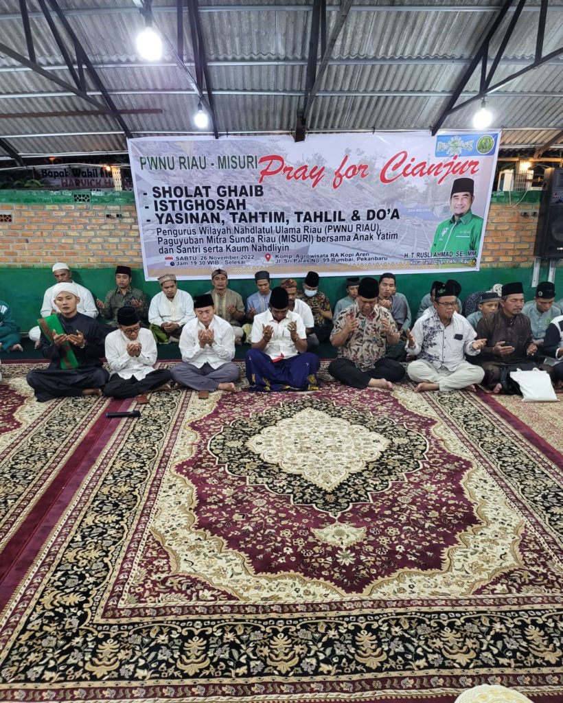 PWNU Riau dan MISURI lakukan Sholat Ghaib, Istiqhosah, yasinan dan Doa bagi korban musibah Cianjur