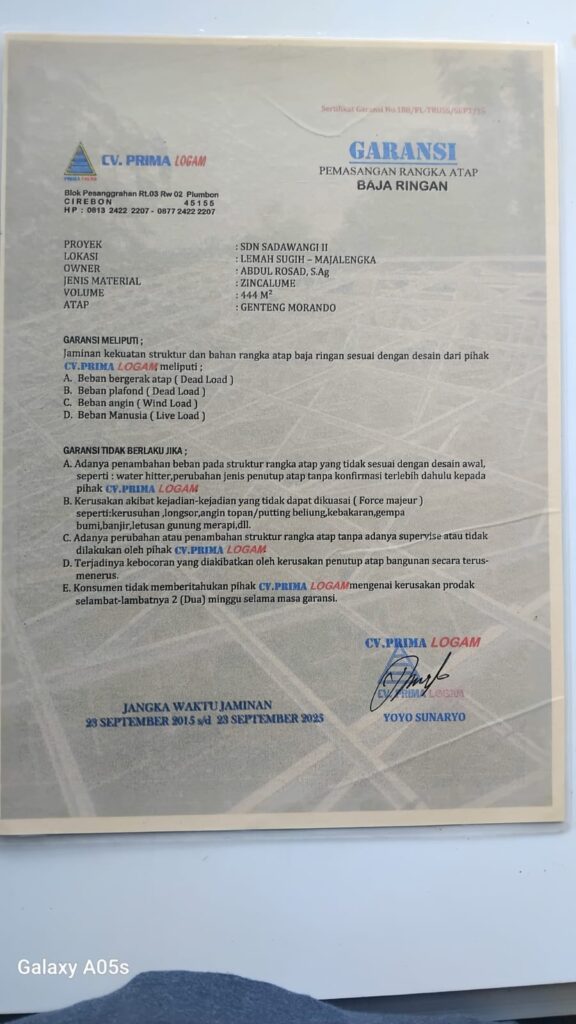 Pekerjaan CV Prima Logam Banjir Apresiasi Pihak Sekolah