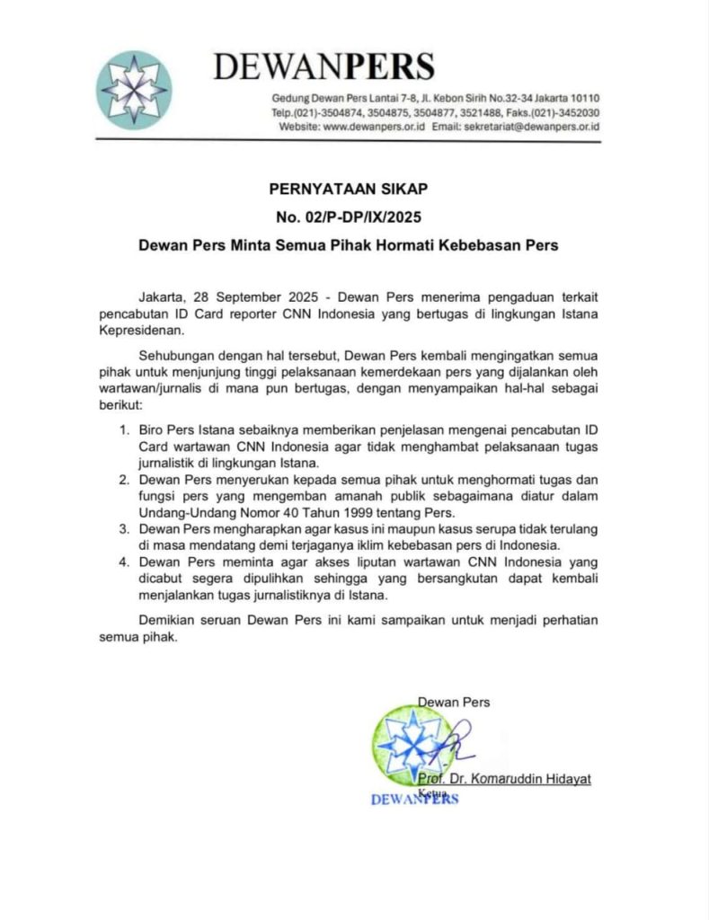 IWOI Dukung Penuh Sikap Dewan Pers Soal Kebebasan Pers