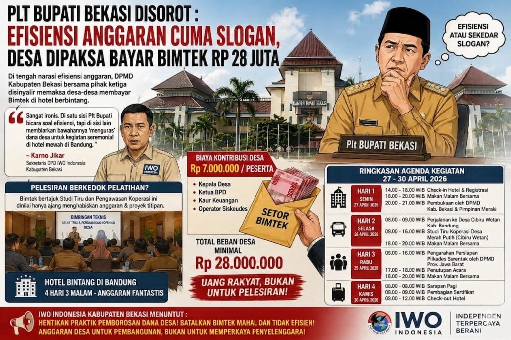 Plt Bupati Bekasi Disorot : Efisiensi Anggaran Cuma Slogan, Desa Dipaksa Bayar Bimtek Rp 28 Juta