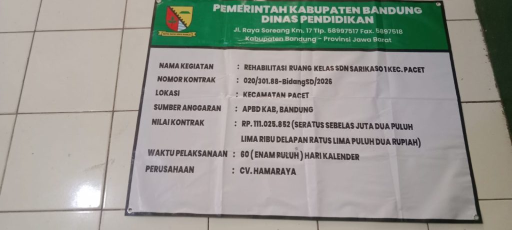 PROGRES POSITIF REHABILITASI SDN SARIKASO 1 PACET CAPAI 35%, PELAKSANAAN SESUAI SPEK