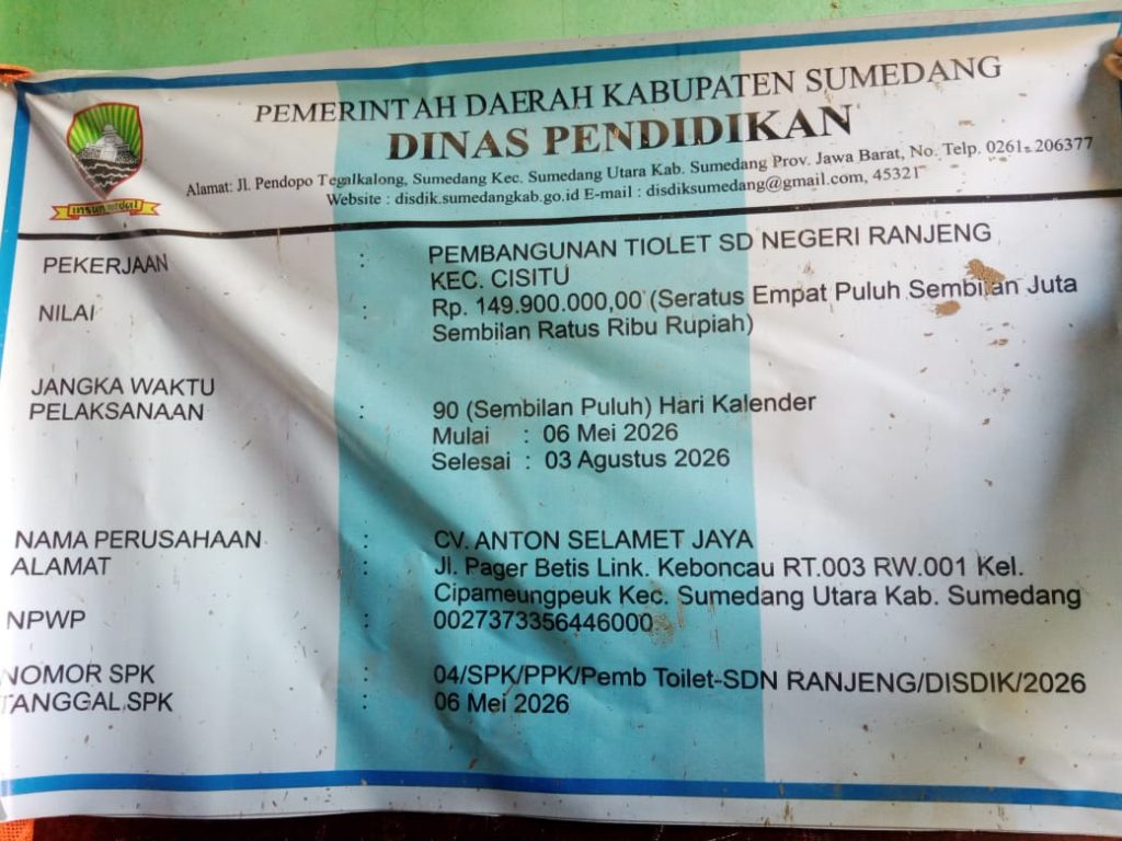 PEMBANGUAN TIOLET SD.N.RANJENG BERJALAN DENGAN LANCAR.