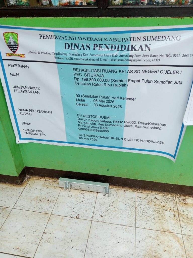DUIET MAUT ANTARA CV.RESTOE BUMI DENGAN CV.PUTRA UTAMA DEMI KELANCARAN REHABILITAS RUANG KELAS.