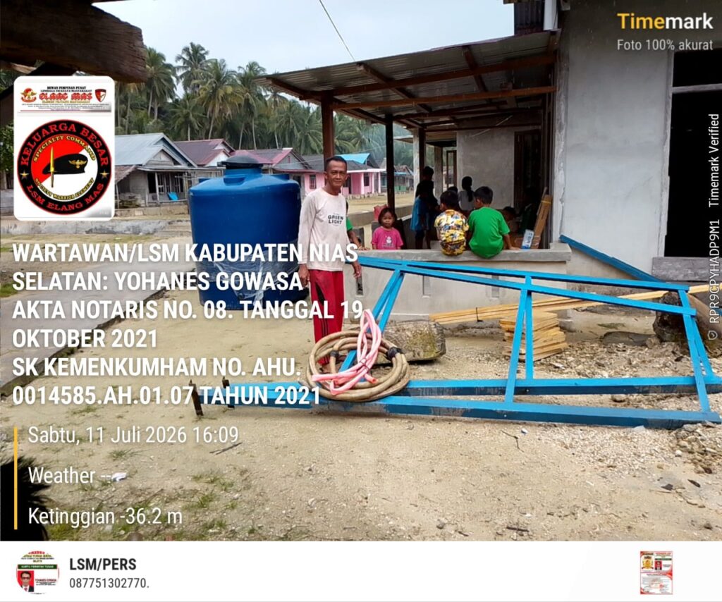 Jajaran DPC LSM Elang Mas Nias Selatan Lakukan Pemantauan Pekerjaan Sumur Bor di Desa Bawo Orudua