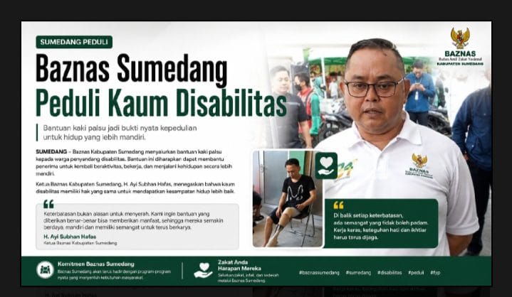 Baznas Sumedang Peduli Kaum Disabilitas, Dorong Mereka Tetap Berkarya dan Mandiri Agustus 07, 2026